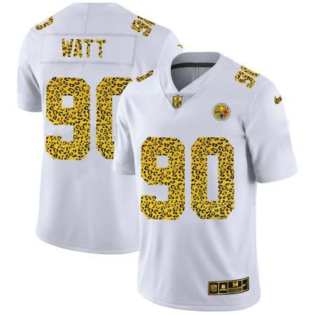 Maillot Homme Pittsburgh Steelers T.J. Watt 90 Nike Flocked Leopard Print Blanc